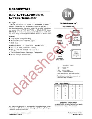 MC100EPT622MNG datasheet  